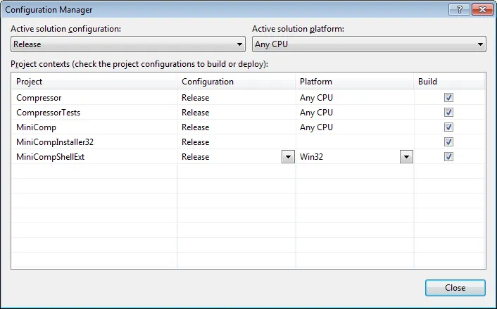 Release Solution Configuration