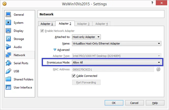 Refresh Development VM Host Only Adapter