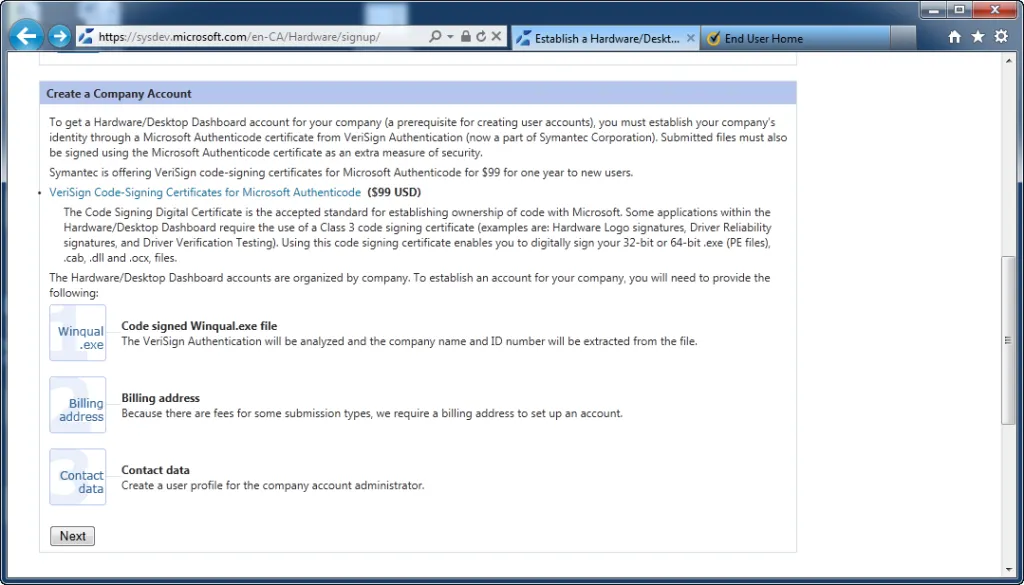 Create Company Account