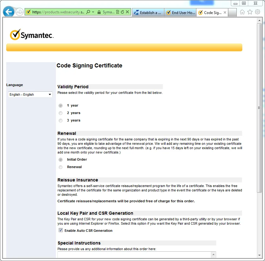 Code Signing Validity