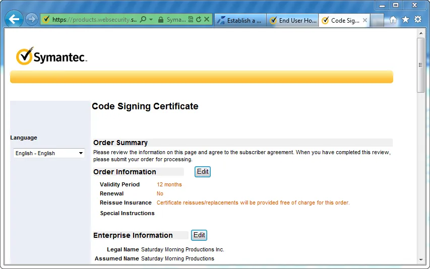 Code Signing Summary