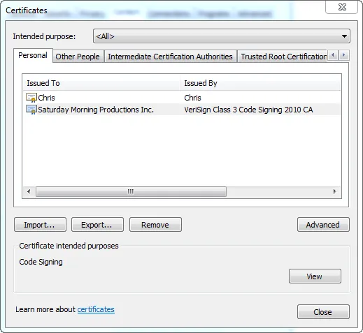 View Cert In IE 2