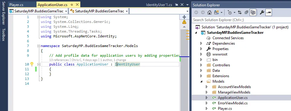 Empty Application User Model