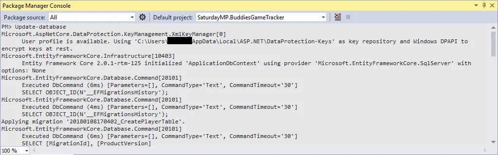 Update Database Add Player Table