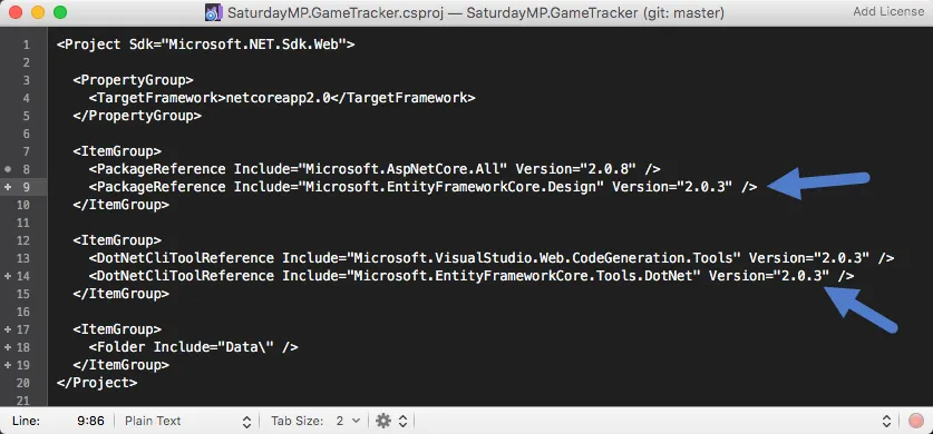 Add EF CLI Tool to Project File