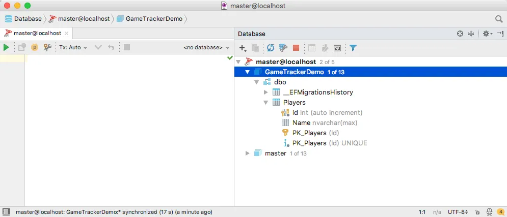 Player Table in DataGrip