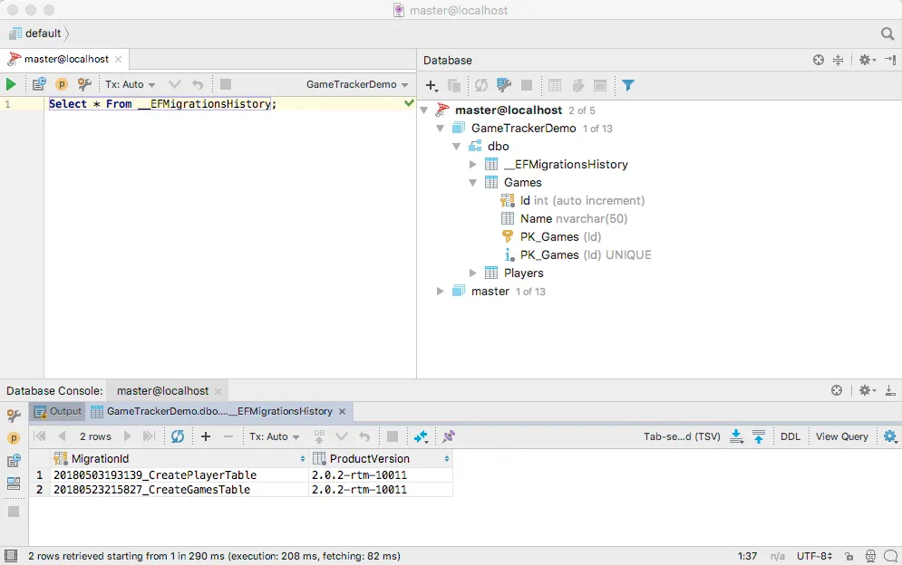 Games Table in Database
