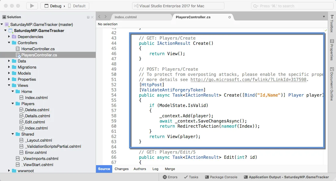 Player Controller Code Create Method