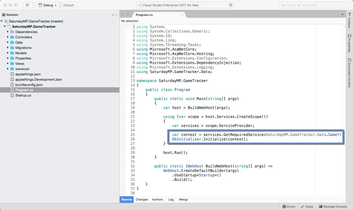 Initialize Database in Main