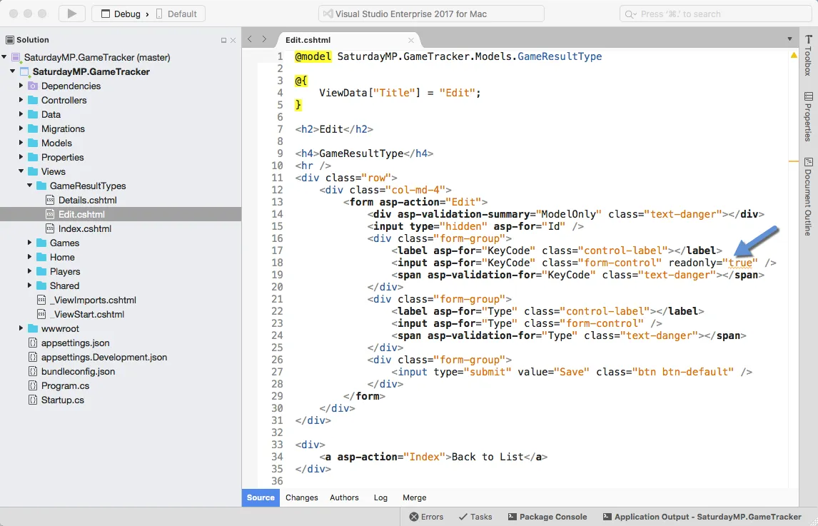 Make KeyCode ReadOnly in Edit View