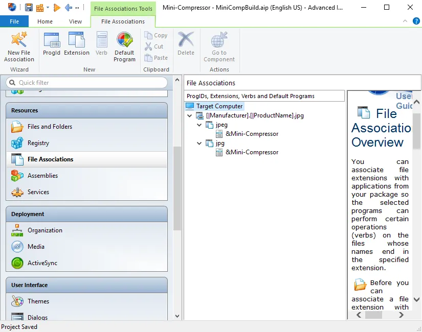 Advanced Installer Add File Assoications