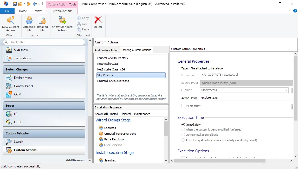 Advanced Installer Stop Explorer Process