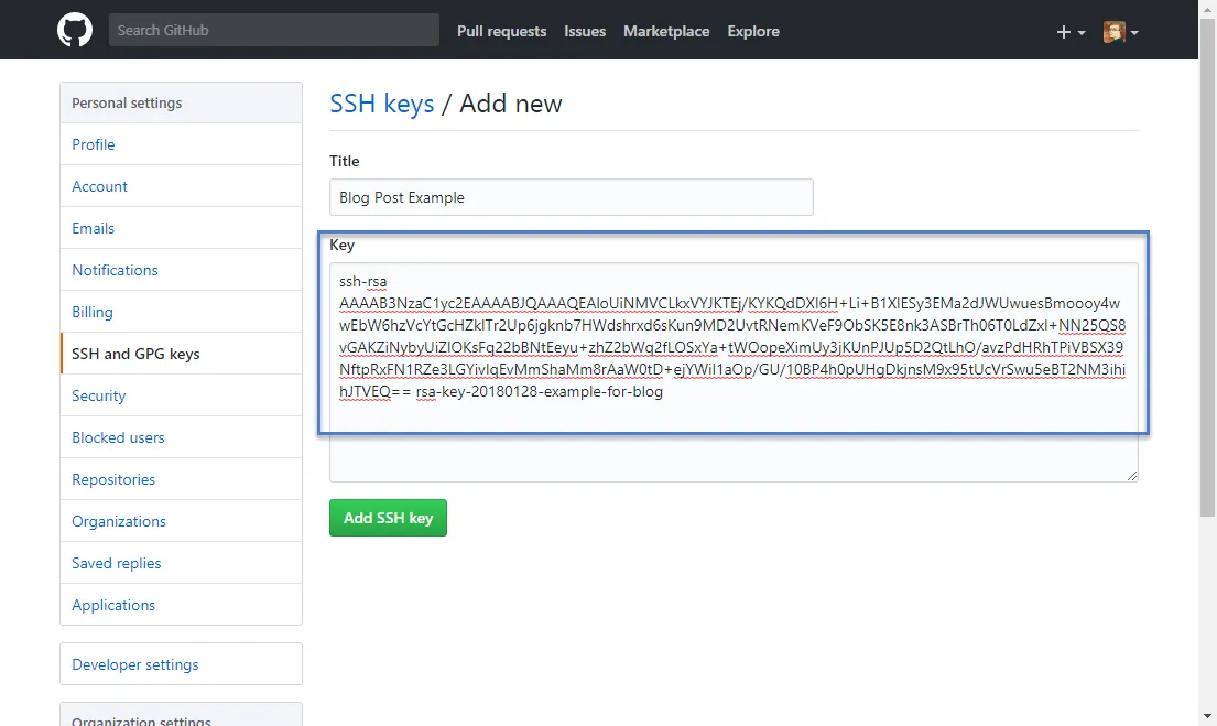 GitHub Adding Public Key