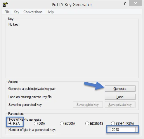 PuTTYGen Empty Form