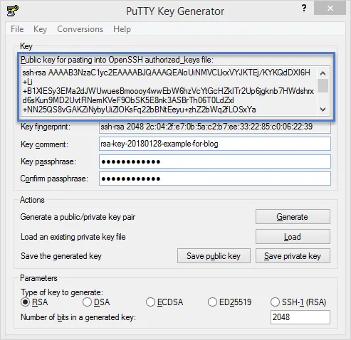 PuTTYGen Public Key
