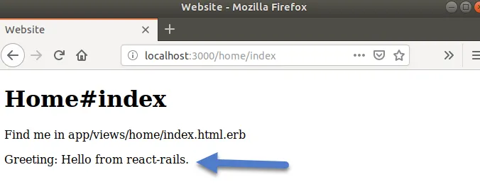 Greetings from React message.