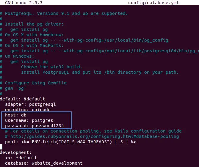 Database Config File Settings