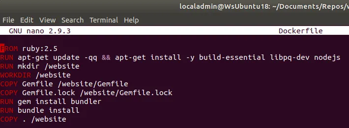 Dockerfile for Rails Container