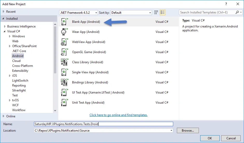 Create Droid Test Project
