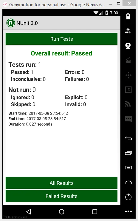 Droid Overall Test Results