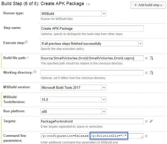 TeamCity Create APK Package Build Step Fixed