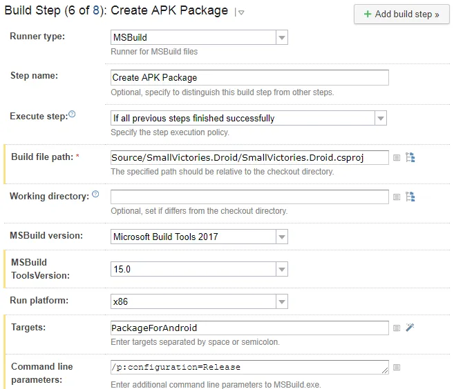 TeamCity Create APK Package Build Step