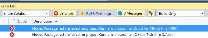 NuGet Dependency Error Message