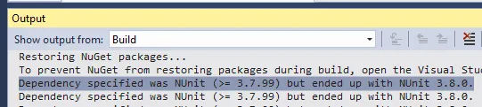 NuGet Dependency Resolution Message