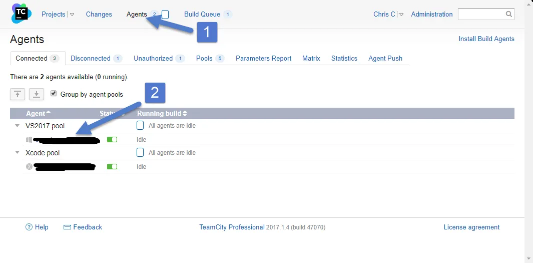 TeamCity Navigate To Agent Parameters