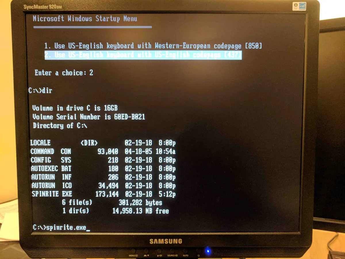Run SpinRite in MS-DOS