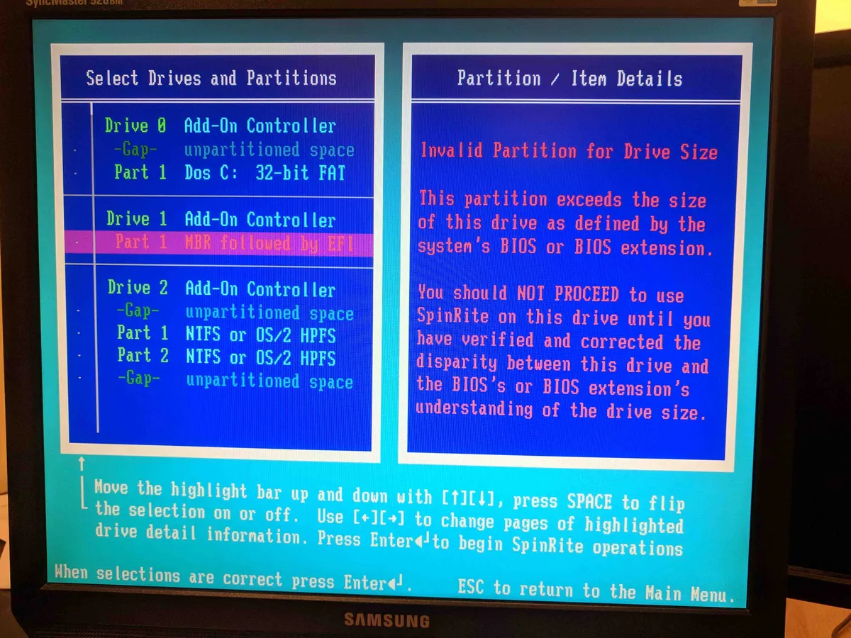 SpinRite Invalid Partition