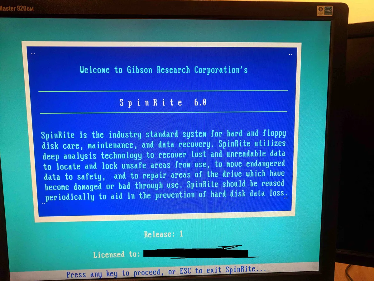 SpinRite Splash Screen