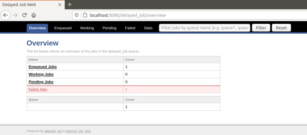 Delayed job page displayed if logged in as Spree admin.
