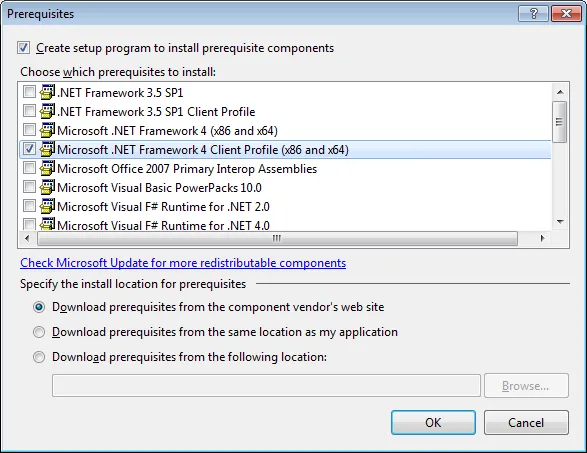 Prerequistes40ClientProfile Prerequisites - .NET 4.0 Client Profile