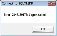 Connect To SQLELDB Error Connect To SQLELDB Error